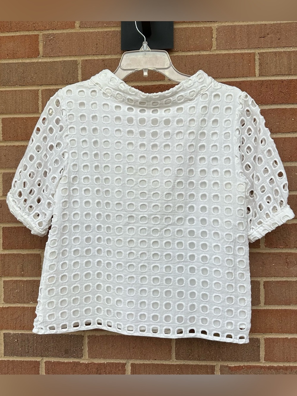 Anthropologie Wolven Eudora eyelet blouse top in white size 6 - Picture 6 of 8
